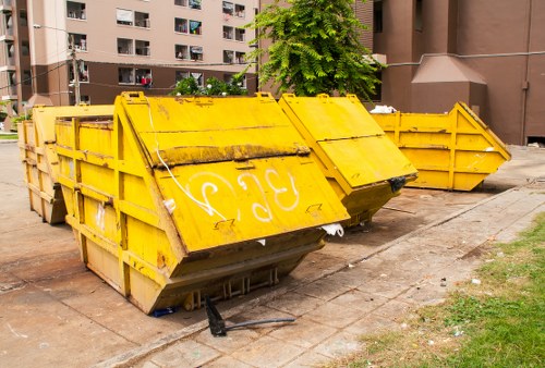 Construction site with debris being cleared